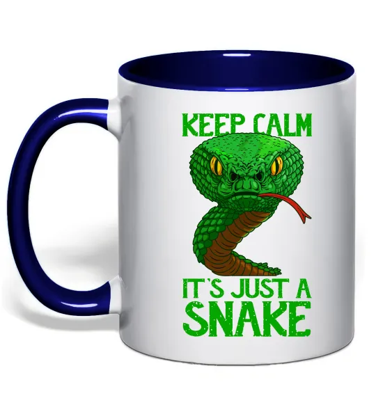 Чашка с цветной ручкой Keep calm it`s just a snake Глубокий темно-синий фото