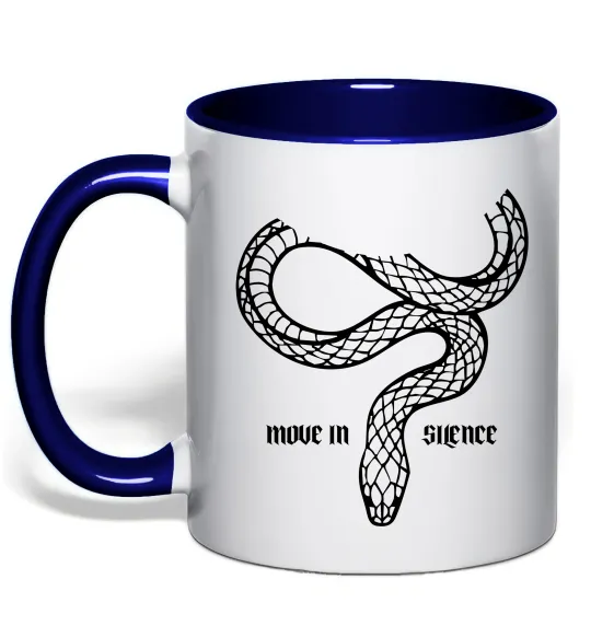 Чашка с цветной ручкой Move in silence Глубокий темно-синий фото