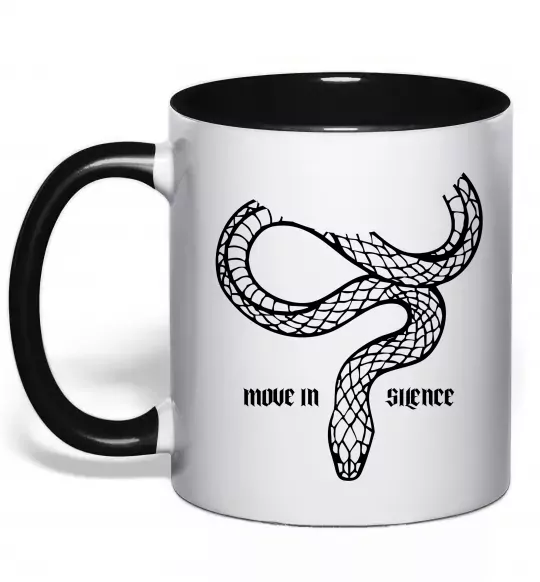 Чашка с цветной ручкой Move in silence Черный фото