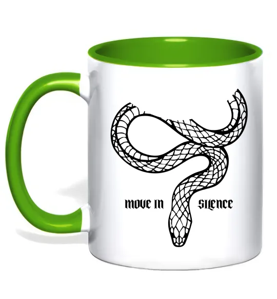 Чашка с цветной ручкой Move in silence Лаймовый фото