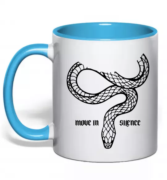 Чашка с цветной ручкой Move in silence Голубой фото