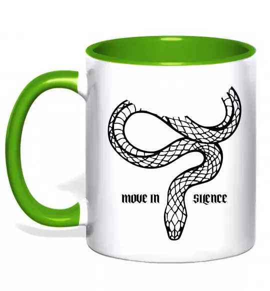 Чашка с цветной ручкой Move in silence Зеленый фото