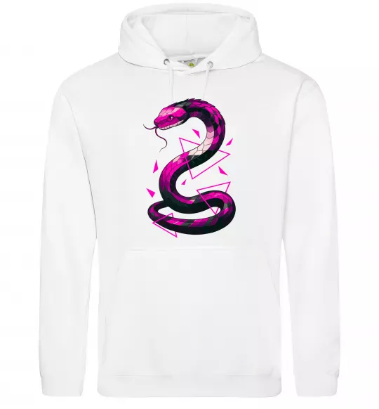 Мужская толстовка (худи) Neon snake Белый фото