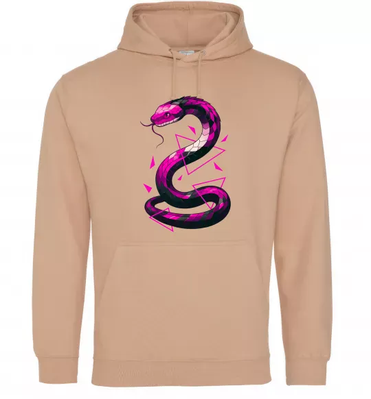 Мужская толстовка (худи) Neon snake Песочный фото
