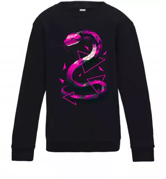 Детский Свитшот Neon snake Черный фото