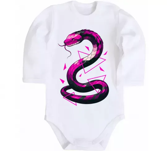 Дитячий бодік Neon snake Білий фото