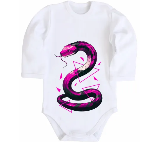 Дитячий бодік Neon snake Білий фото