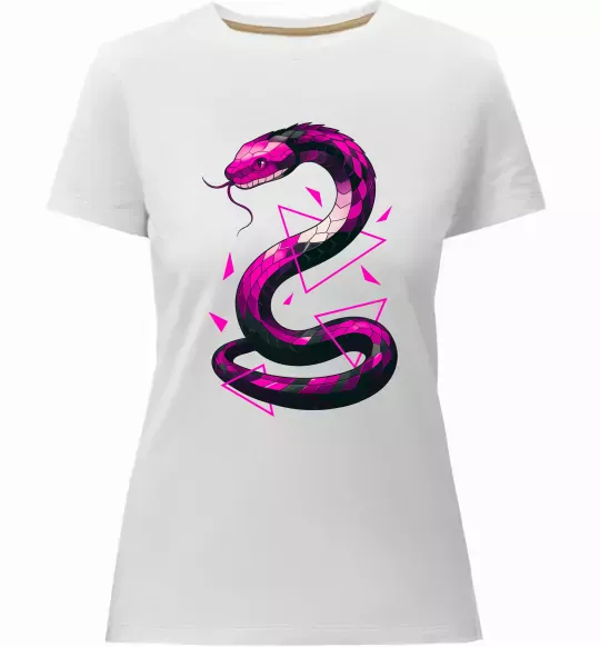Жіноча преміум футболка Neon snake Білий фото