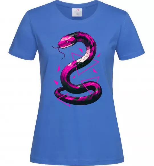 Жіноча футболка Neon snake Яскраво-синій фото