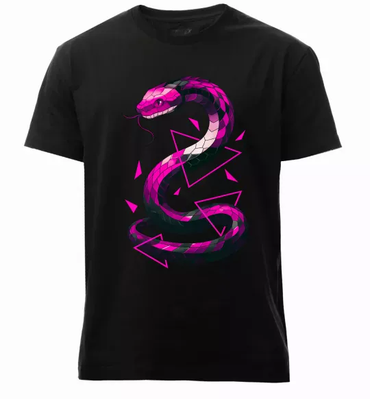 Мужская премиум футболка Neon snake Черный фото
