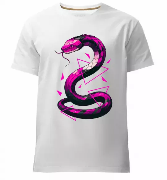 Мужская премиум футболка Neon snake Белый фото