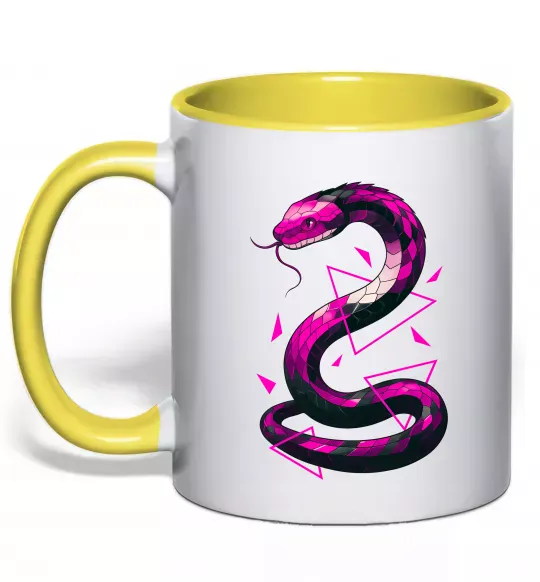 Чашка с цветной ручкой Neon snake Солнечно желтый фото