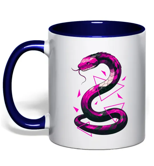 Чашка с цветной ручкой Neon snake Глубокий темно-синий фото