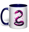 Чашка с цветной ручкой Neon snake Глубокий темно-синий фото