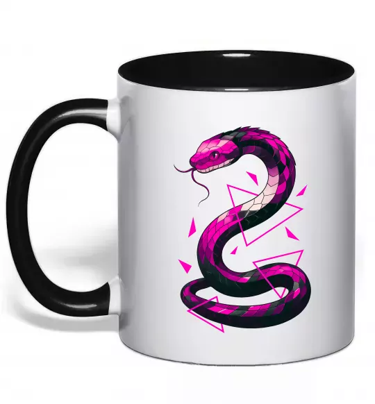 Чашка с цветной ручкой Neon snake Черный фото
