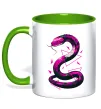 Чашка с цветной ручкой Neon snake Лаймовый фото