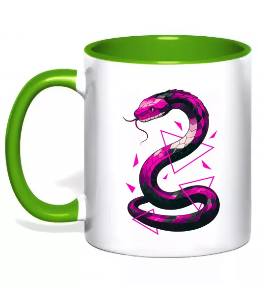 Чашка с цветной ручкой Neon snake Зеленый фото