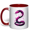 Чашка с цветной ручкой Neon snake Красный фото