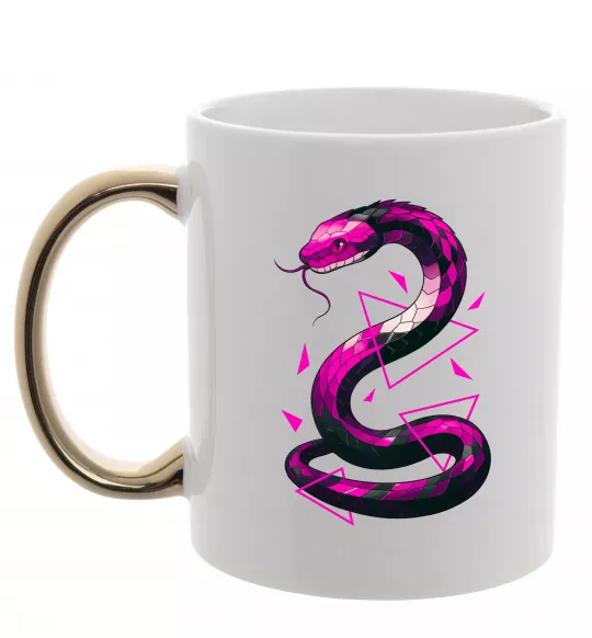 Чашка с цветной ручкой Neon snake Золото фото