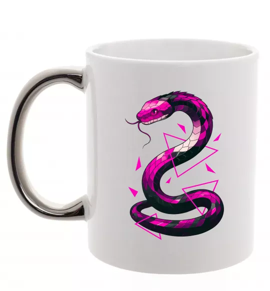Чашка с цветной ручкой Neon snake Серебро фото