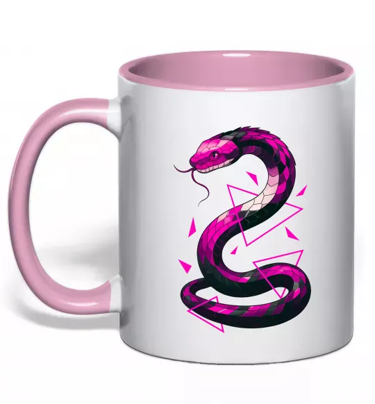 Чашка с цветной ручкой Neon snake Нежно розовый фото