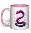 Чашка с цветной ручкой Neon snake Нежно розовый фото