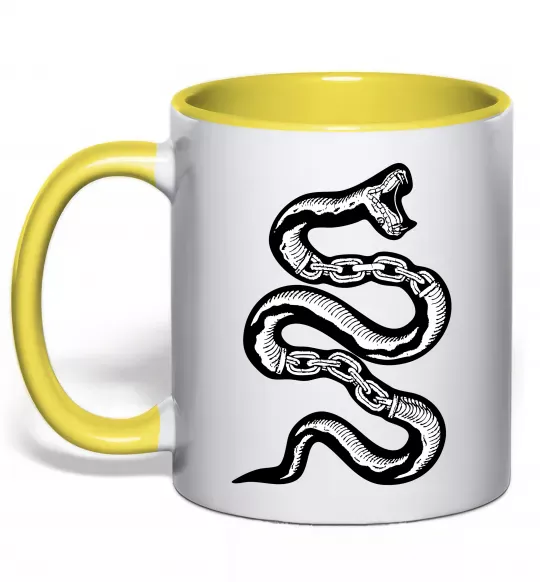 Чашка с цветной ручкой Snake bones Солнечно желтый фото