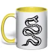 Чашка с цветной ручкой Snake bones Солнечно желтый фото