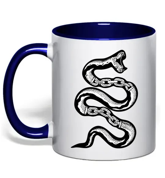 Чашка с цветной ручкой Snake bones Глубокий темно-синий фото