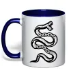 Чашка с цветной ручкой Snake bones Глубокий темно-синий фото