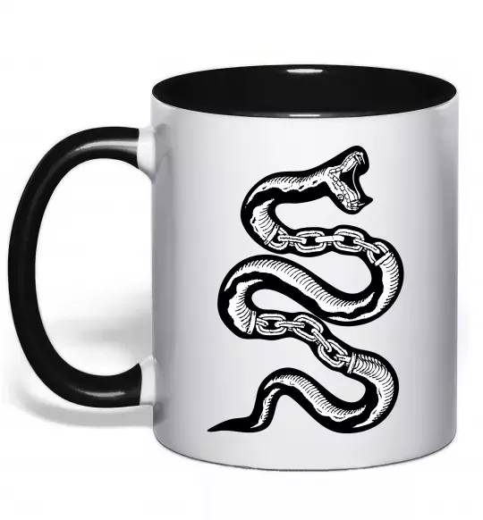 Чашка с цветной ручкой Snake bones Черный фото