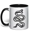 Чашка с цветной ручкой Snake bones Черный фото