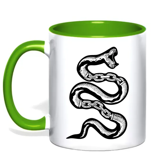 Чашка с цветной ручкой Snake bones Лаймовый фото