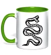 Чашка с цветной ручкой Snake bones Лаймовый фото