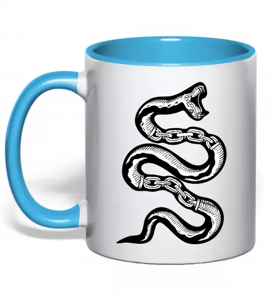 Чашка с цветной ручкой Snake bones Голубой фото