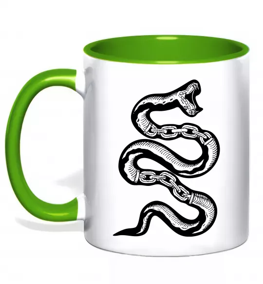 Чашка с цветной ручкой Snake bones Зеленый фото