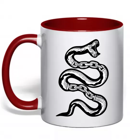Чашка с цветной ручкой Snake bones Красный фото