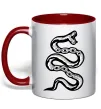 Чашка с цветной ручкой Snake bones Красный фото