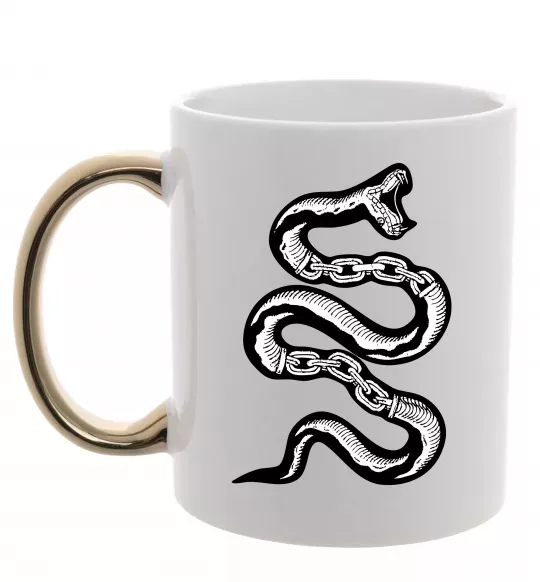 Чашка с цветной ручкой Snake bones Золото фото