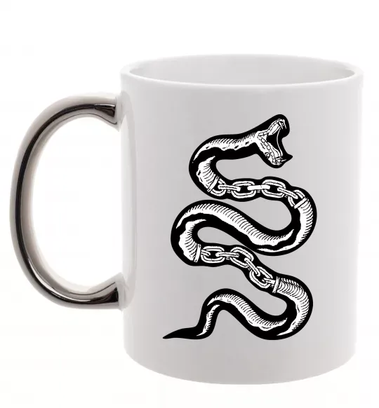 Чашка с цветной ручкой Snake bones Серебро фото