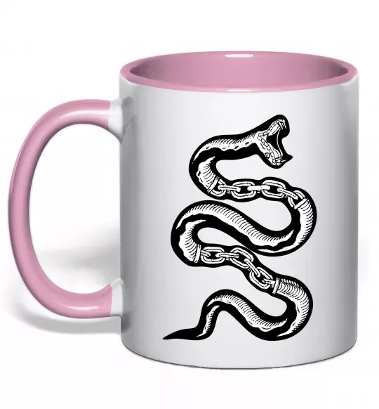 Чашка с цветной ручкой Snake bones Нежно розовый фото