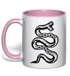 Чашка с цветной ручкой Snake bones Нежно розовый фото