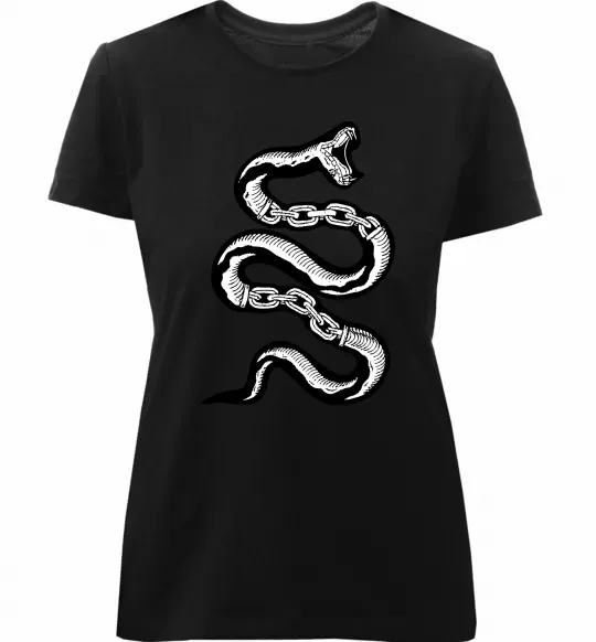 Жіноча преміум футболка Snake bones Чорний фото