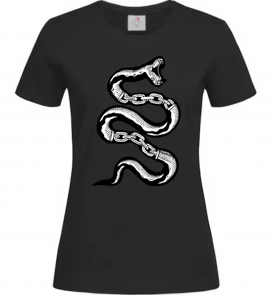 Женская футболка Snake bones Черный фото