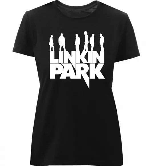 Жіноча преміум футболка Linkin Park силуети Чорний фото
