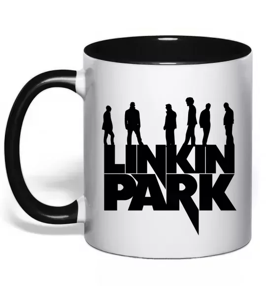 Чашка с цветной ручкой Linkin Park силуети Черный фото