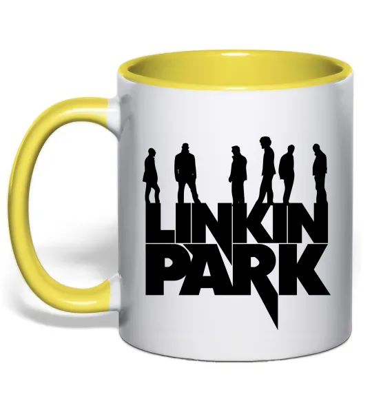 Чашка с цветной ручкой Linkin Park силуети Лимонный фото