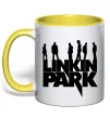 Чашка с цветной ручкой Linkin Park силуети Лимонный фото