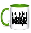 Чашка с цветной ручкой Linkin Park силуети Лаймовый фото