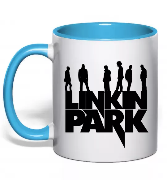 Чашка с цветной ручкой Linkin Park силуети Голубой фото